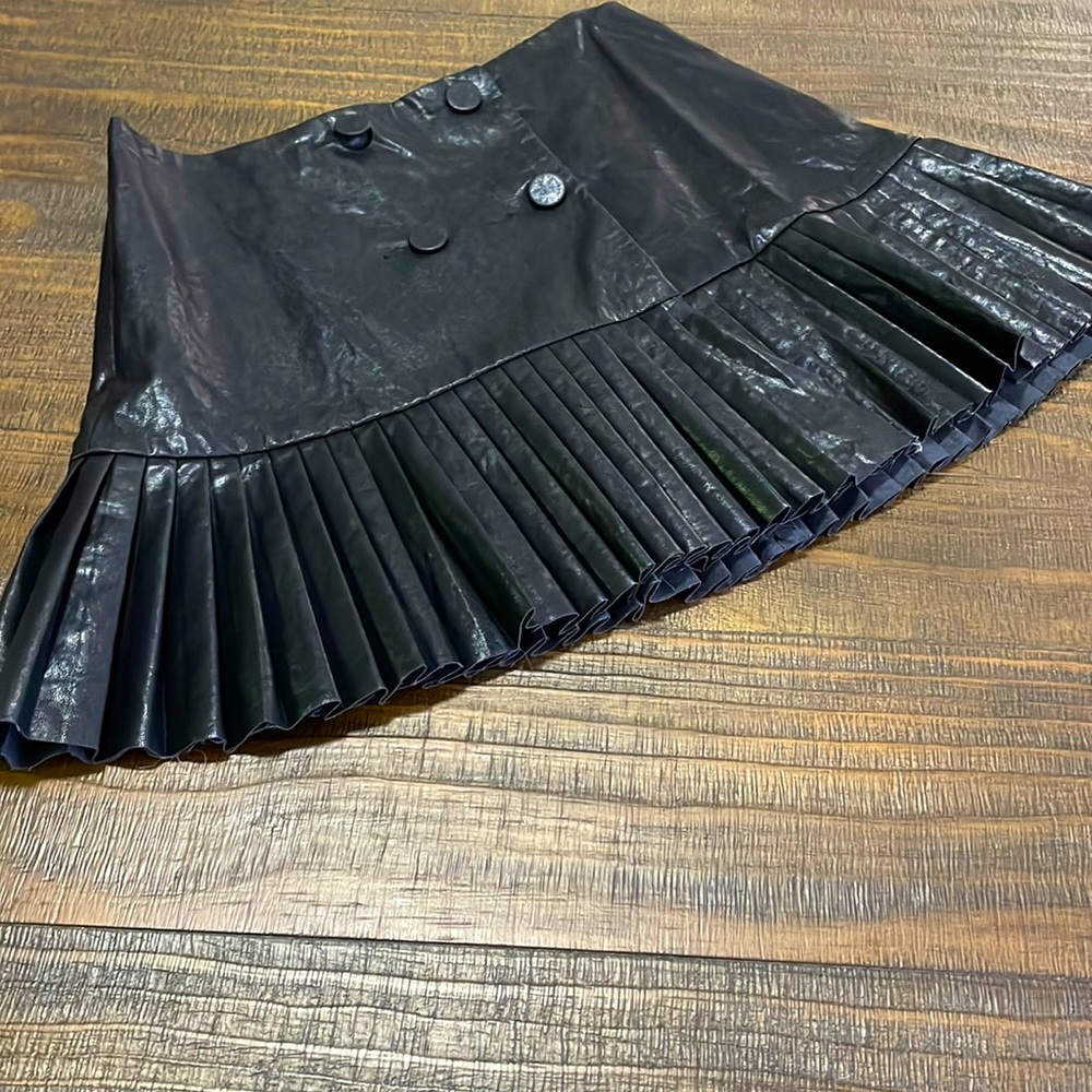 Faux Leather Pleated Skirt